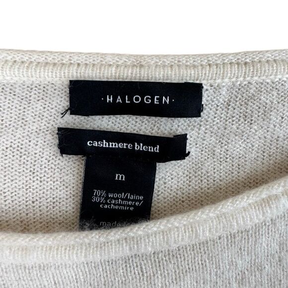 Halogen Shirttail Wool Cashmere Tunic Sweater Ivory Women Size Medium Nordstrom - Picture 5 of 6
